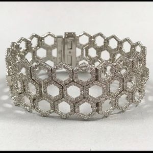 Honeycomb Cubic Zirconia/Platinum Bonded Bracelet-Boutique